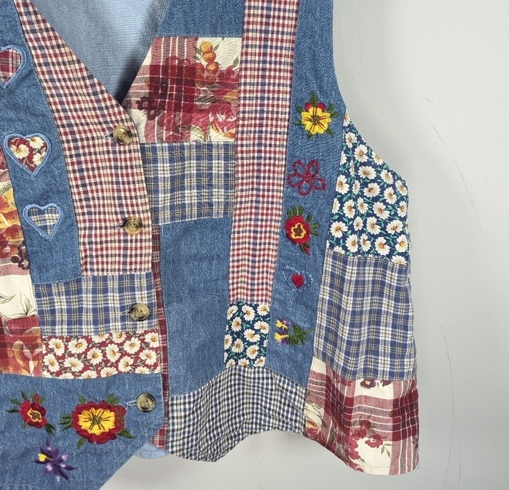 Vintage Casey & Max Patchwork Cottagecore Quilted Grandmacore Vest Size large - Picture 3 of 6